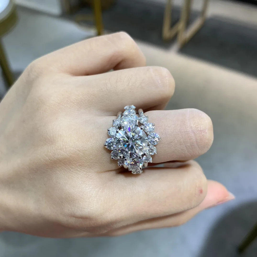 Lyee Cyee 925 Sterling Silver Gold Plated Moissanite Engagement Ring