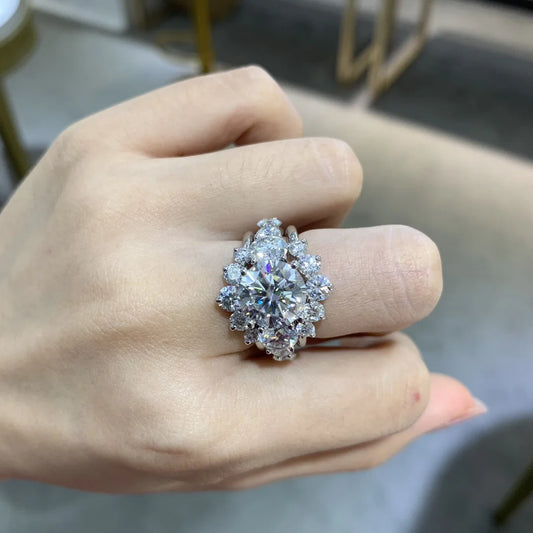Lyee Cyee 925 Sterling Silver Gold Plated Moissanite Engagement Ring