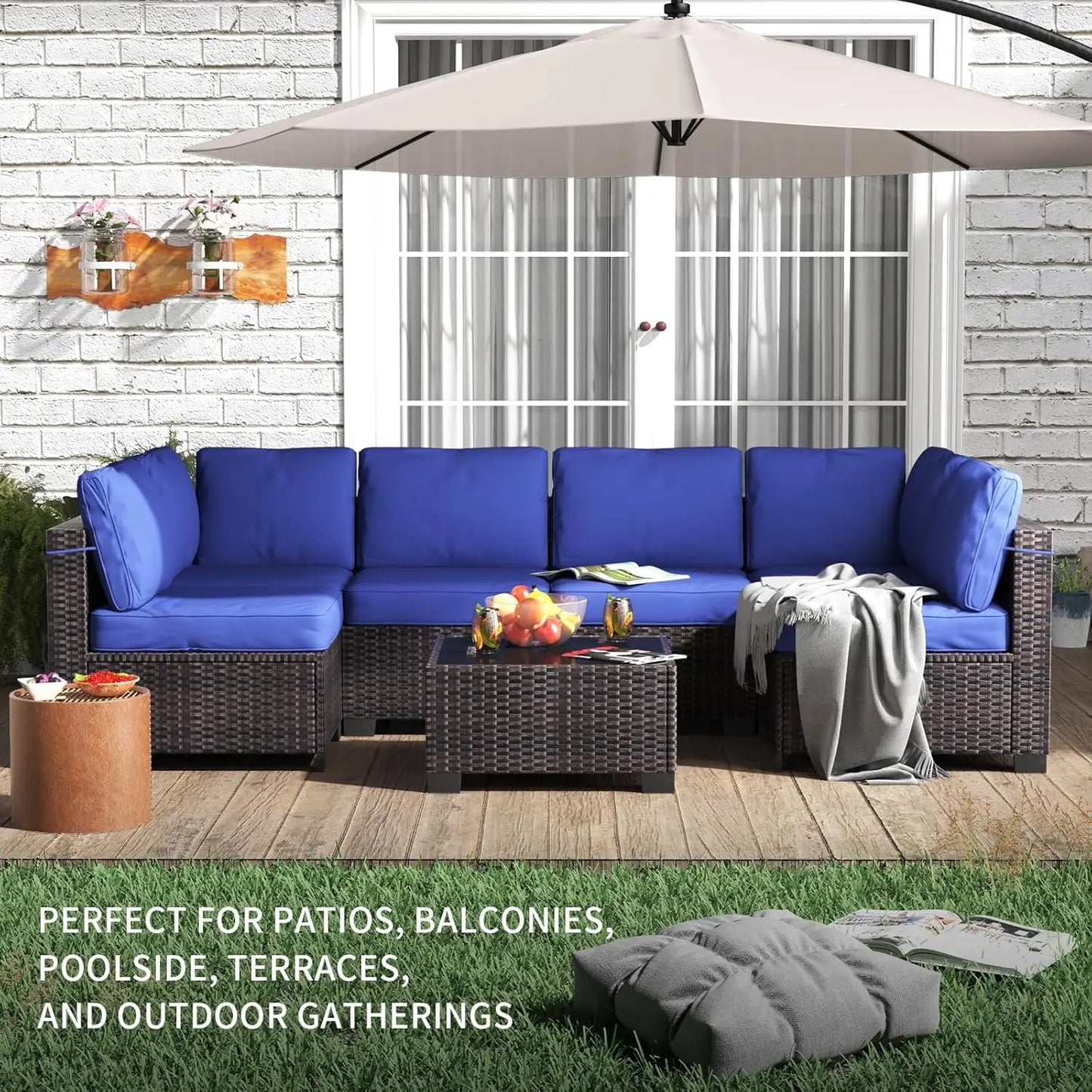 HobbyLane Modular Outdoor Furniture Set PE Rattan Wicker Sectional