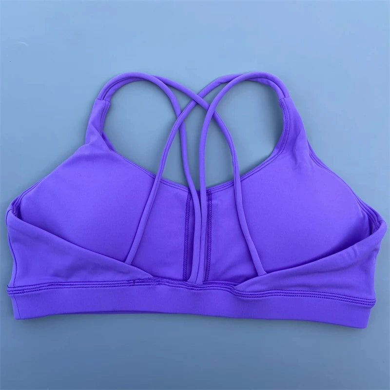 Breathable Women Cross Sports Bra With Chest Pad For Yoga