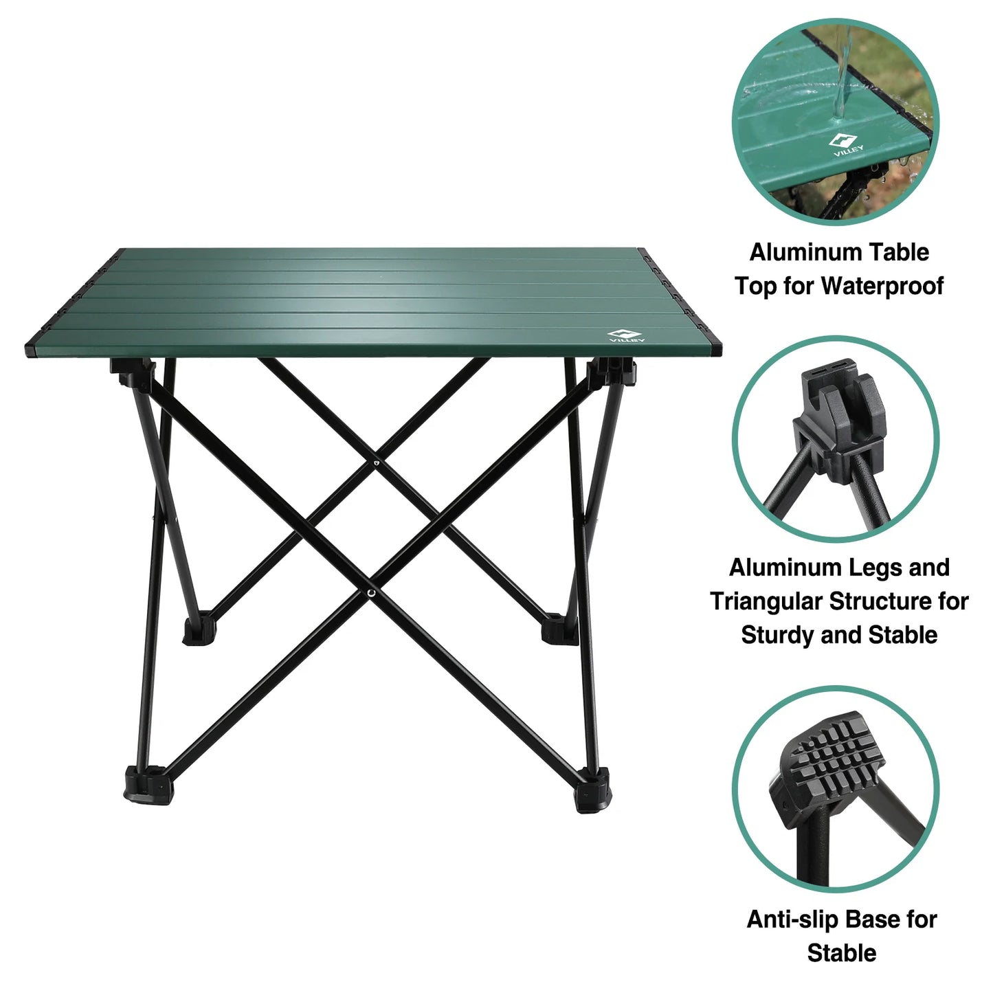 VILLEY Ultralight Aluminum Folding Outdoor Camping Table