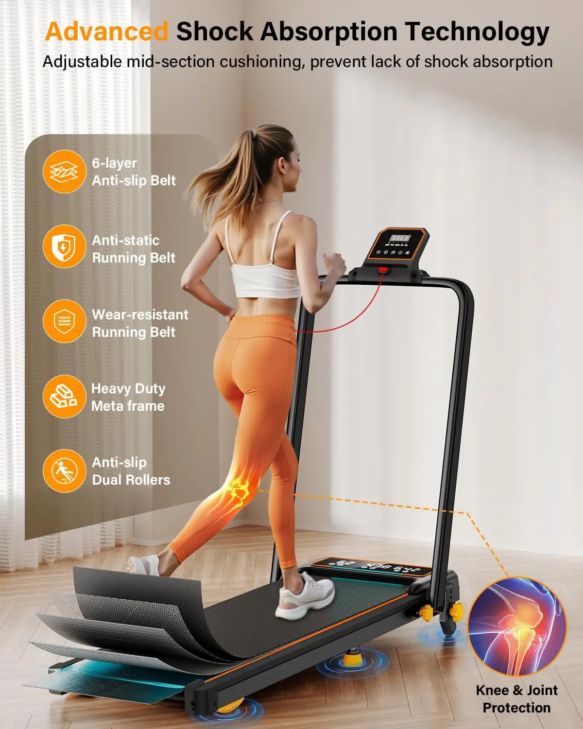 Treadmill Walking Pad With Incline 3.5HP Foldable LED Display