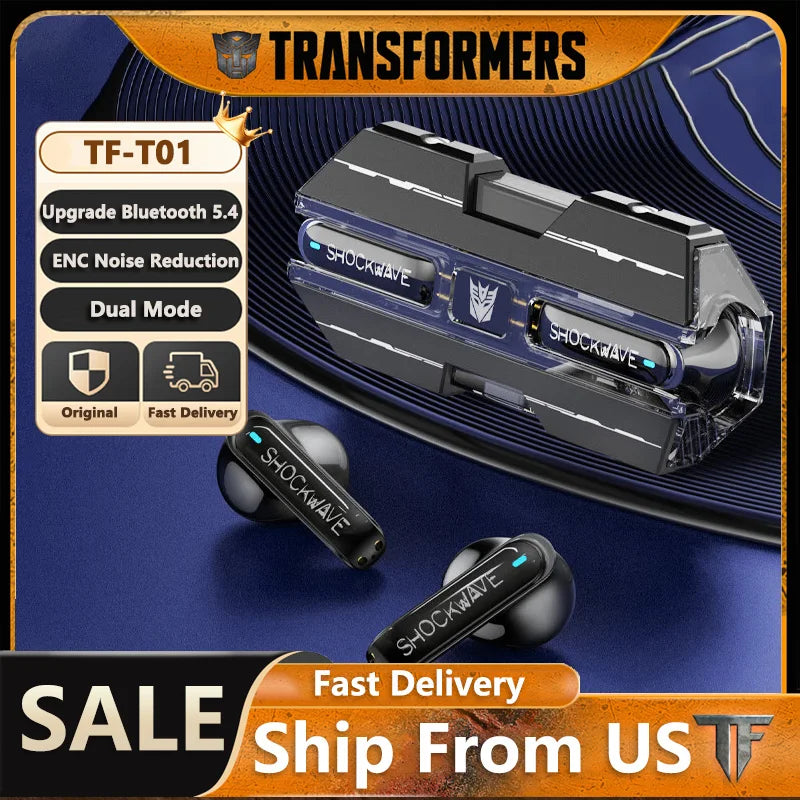 Transformers TF-T01 Gaming Earphones Bluetooth 5.3 For Clear HD Calls