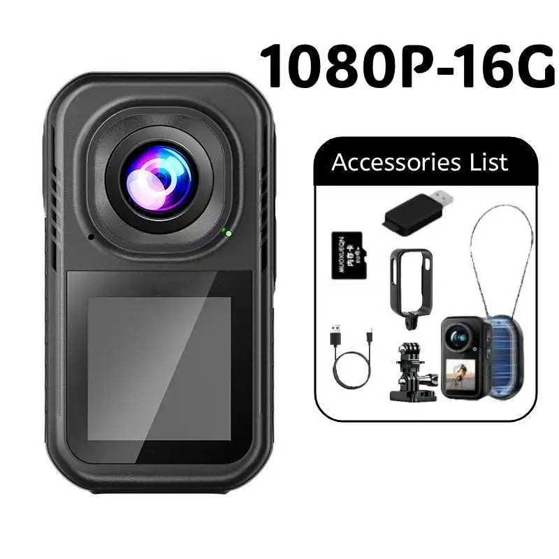 5K HD Action Camera With Wearable Pendant 130 Degree Wide Angle Dual Screen