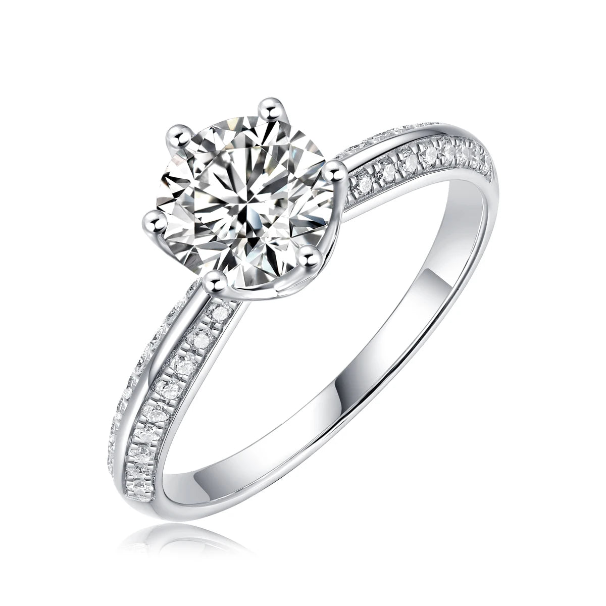 Moissanite Ring 925 Sterling Silver 18K Gold Plated With GRA Certificate