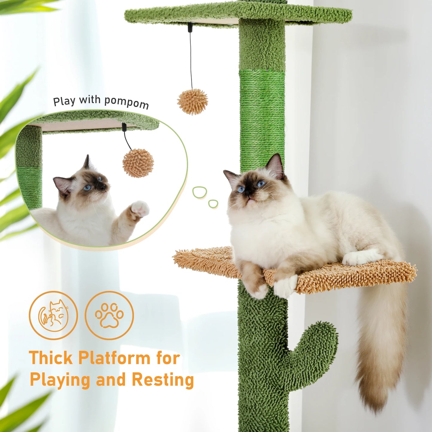 PAWZ Road Cat Tree 5-Tier Floor To Ceiling Indoor Climbing Tower