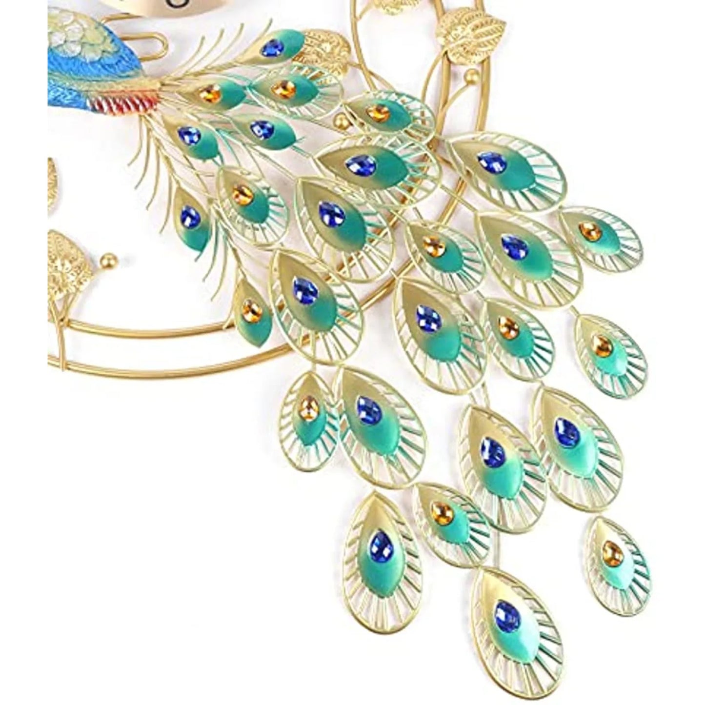 Creative Metal Wall Clock With Peacock Design Silent Sweep Movement