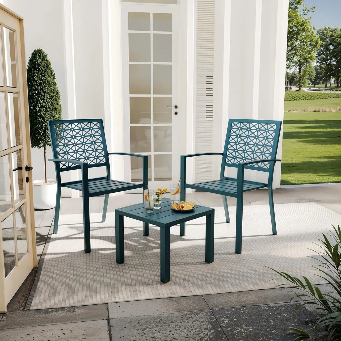 TWISTER.CK Patio Bistro Set 3 Piece Table and Chairs