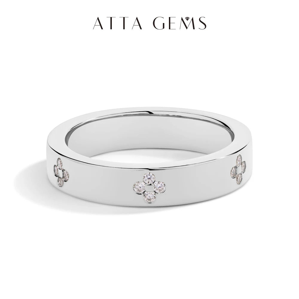 ATTAGEMS Moissanite Ring S925 Sterling Silver Round Cut
