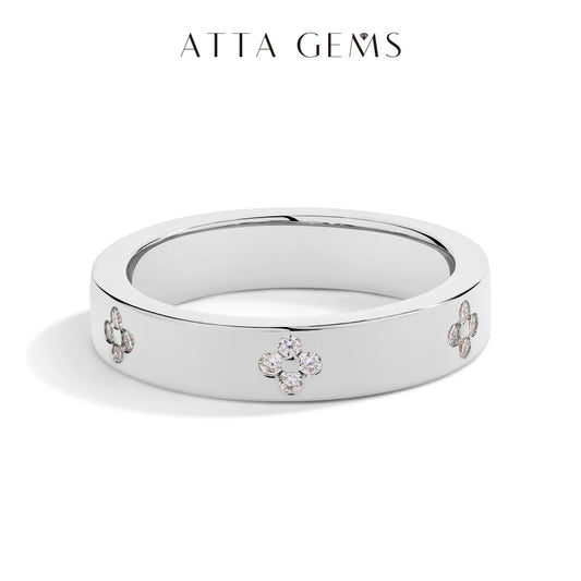ATTAGEMS Moissanite Ring S925 Sterling Silver Round Cut