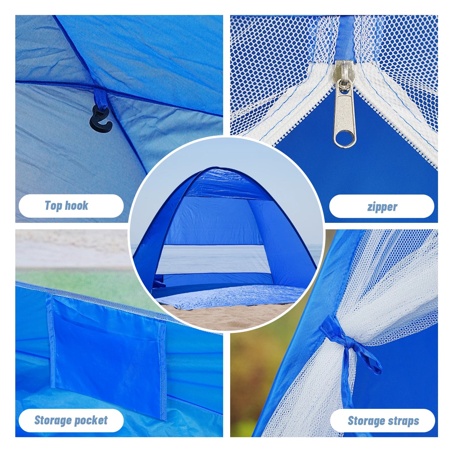 Pakicetus Pop Up Beach Tent With Carry Bag Quick Setup Shelter