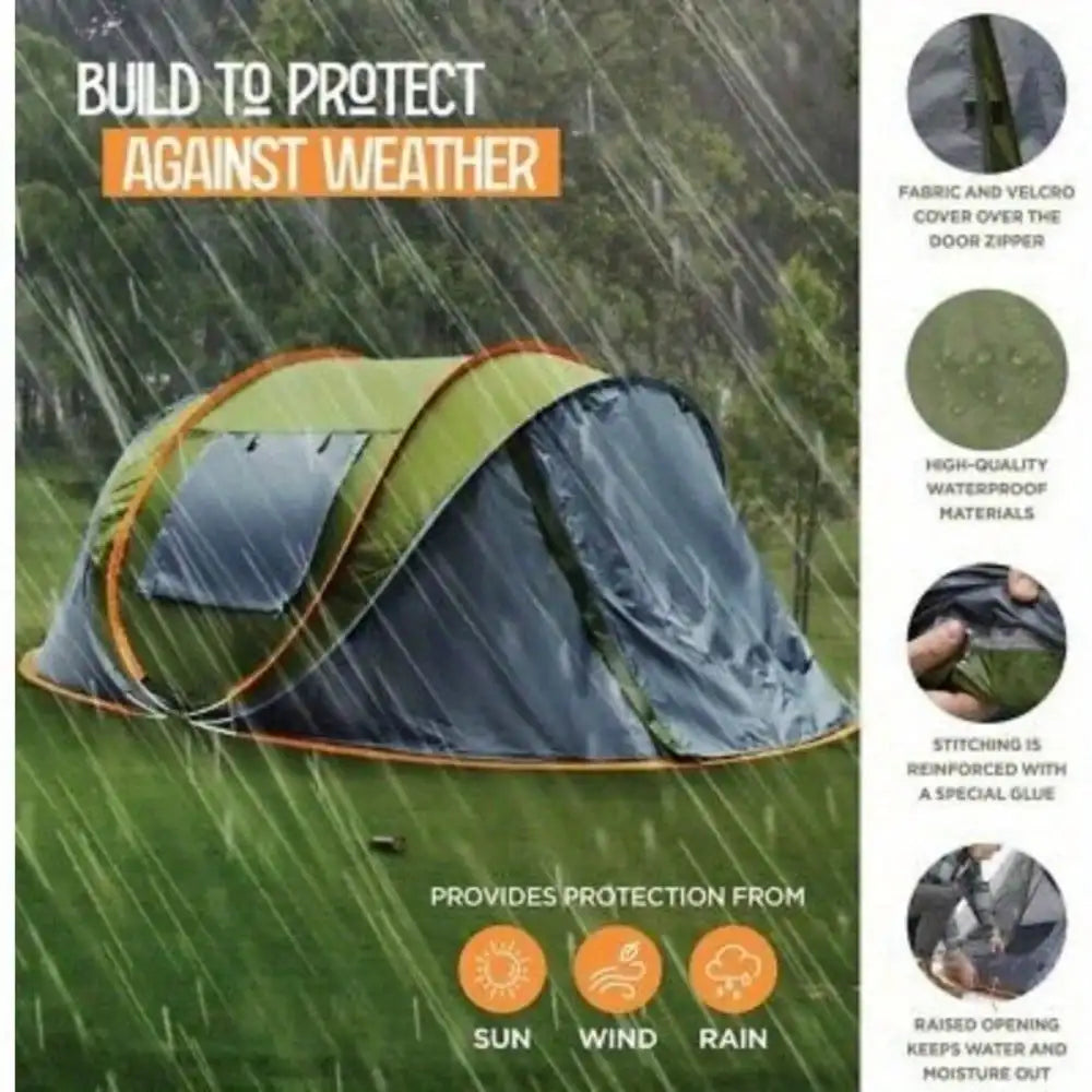 Pop Up Camping Tent With Doors UPF50 Waterproof Durable
