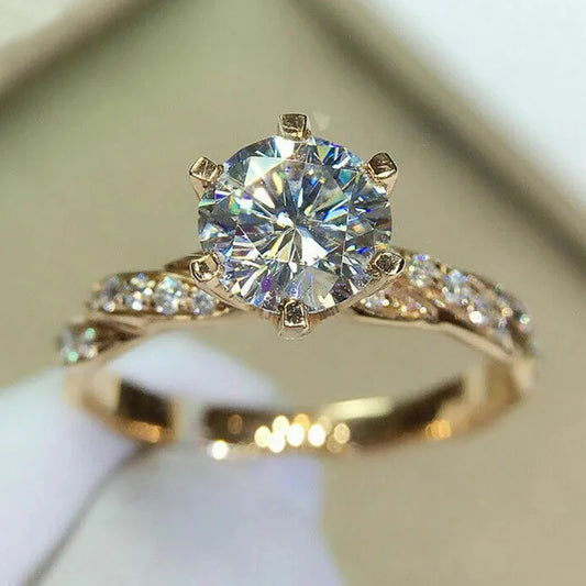 Huitan Classic 6-Claw Cubic Zirconia Ring for Women