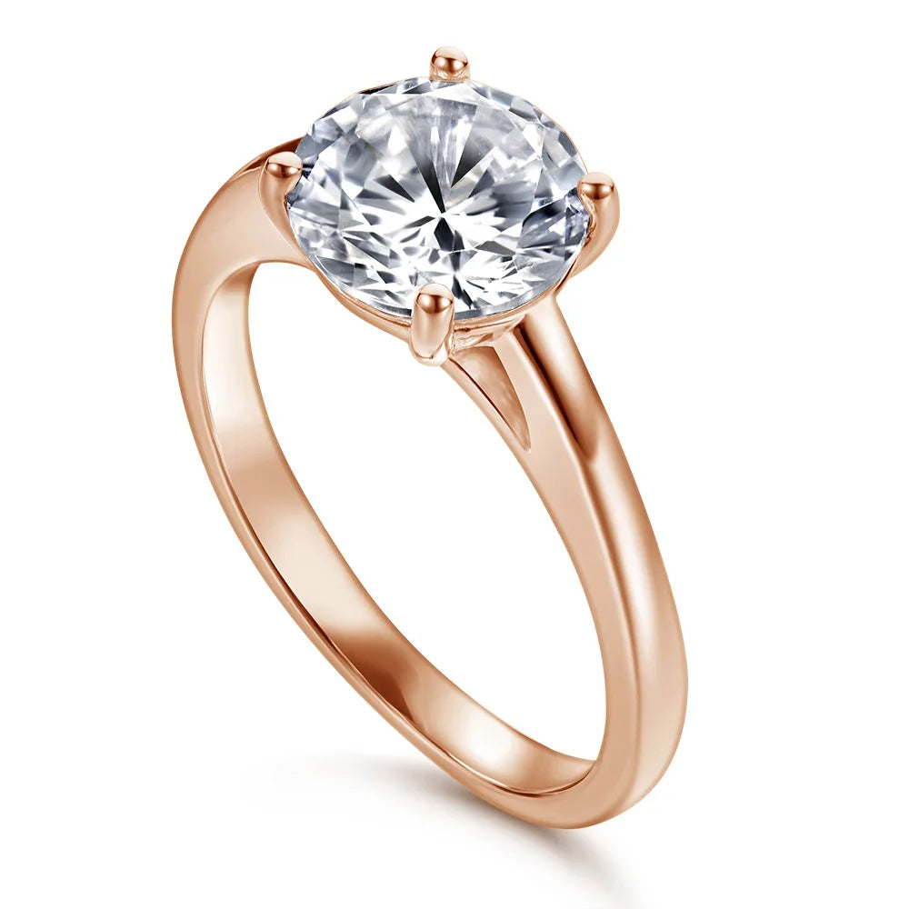 Classic Four Claw Moissanite Sterling Silver Engagement Ring For Women