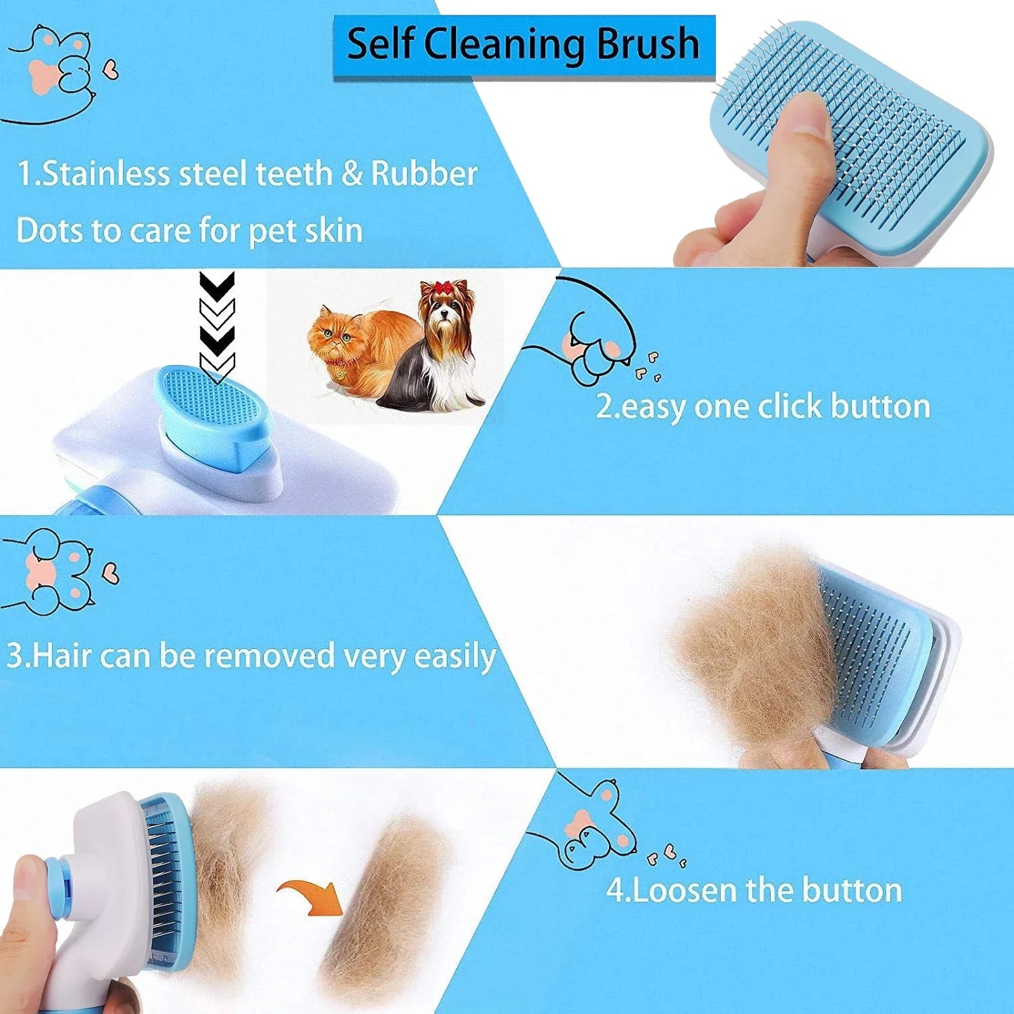 Dog Hair Remover Brush Grooming Comb For Dogs And Cats