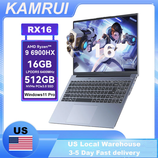 KAMRUI Ryzen 9 6900HX Laptop 16GB LPDDR5 512GB SSD Win11 Pro