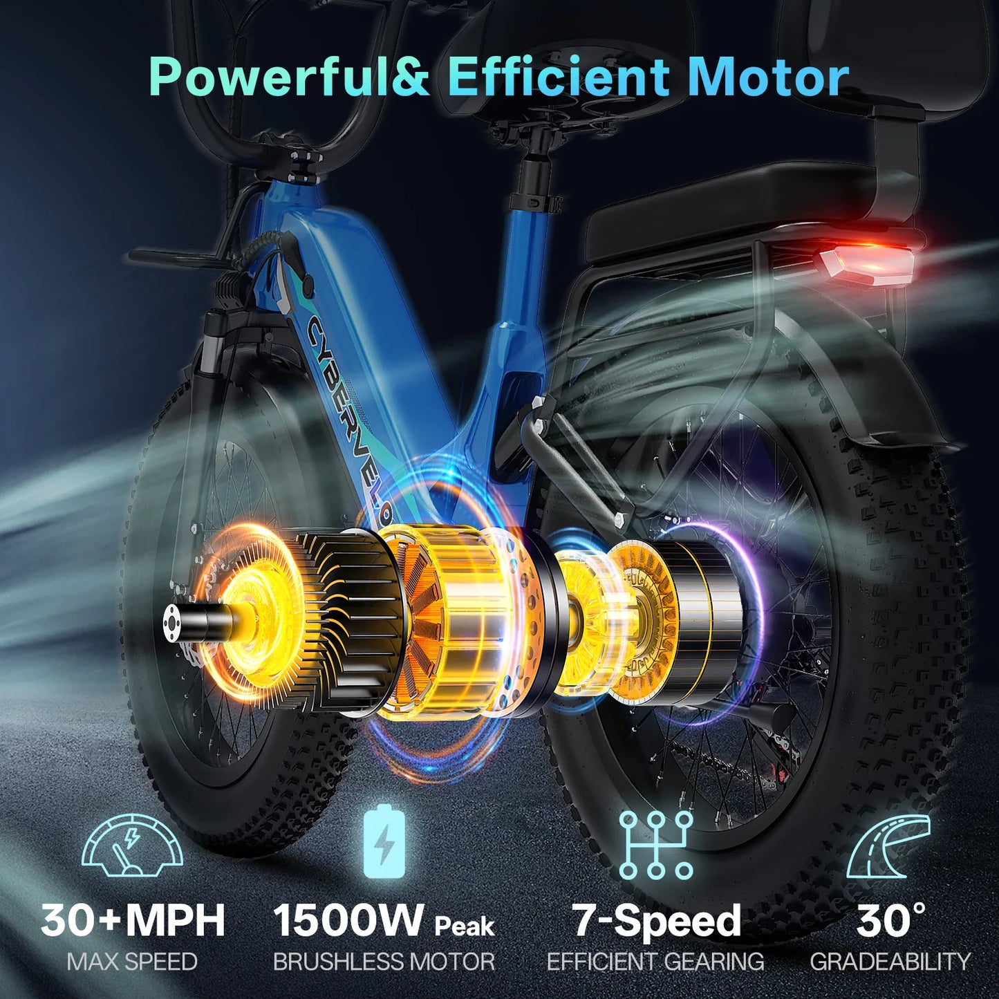 Cybervelo Long Range Electric Commuter Bicycle Featuring Seven Speeds