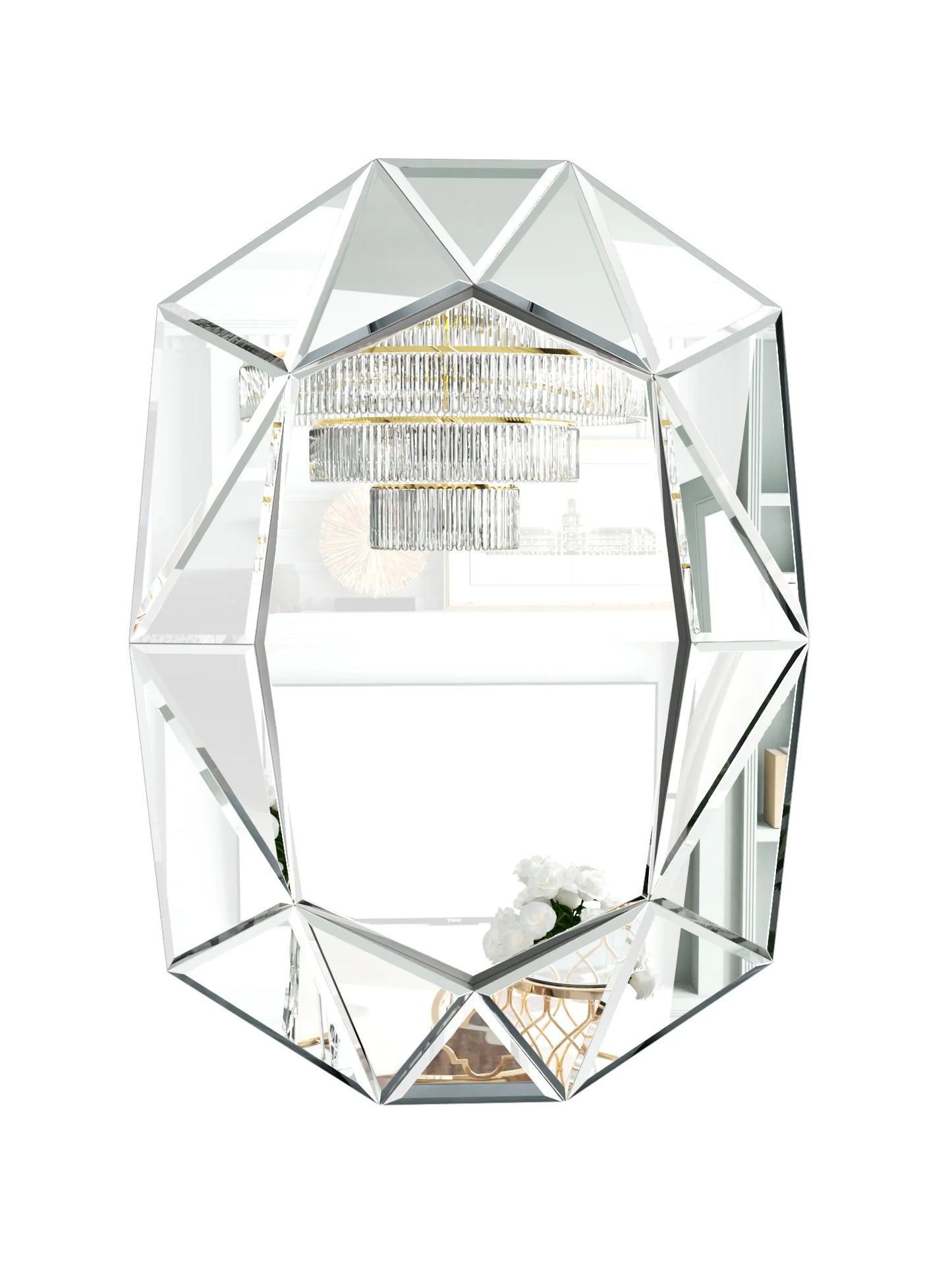 Wisfor Irregular Glass Wall Mirror With Beveled Diamond Edge