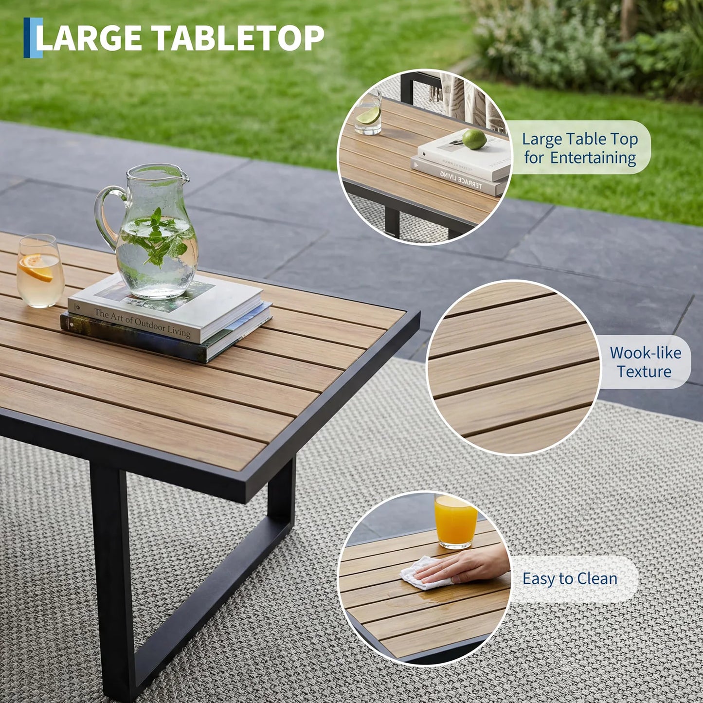 HobbyLane Modern Outdoor 4 Piece Patio Furniture Set With Sofa