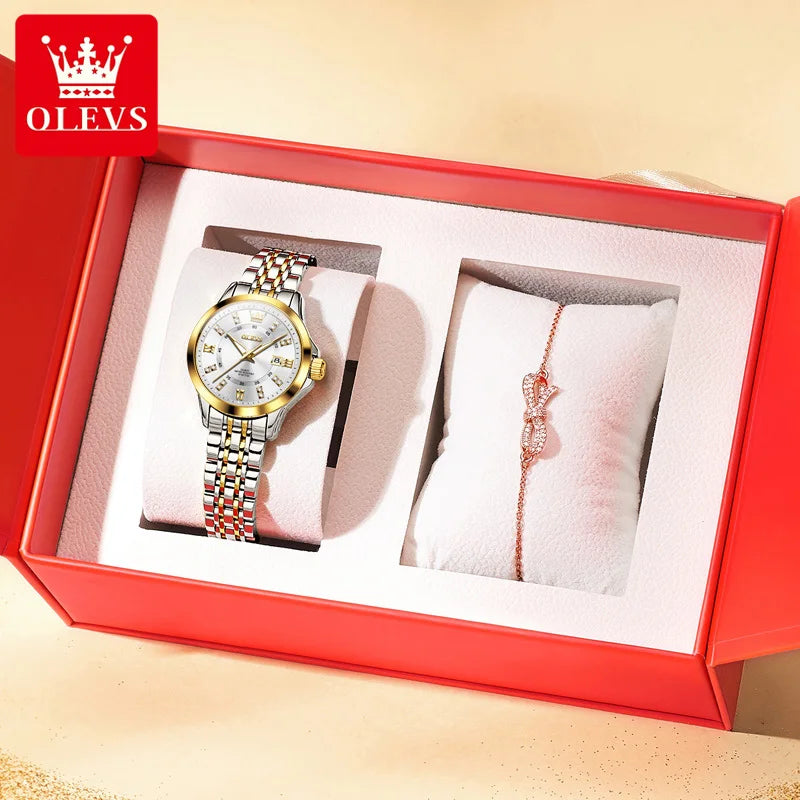 OLEVS 3620 Women Quartz Watch Luxury Diamond Calendar Waterproof