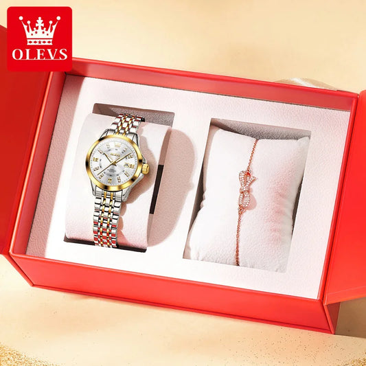 OLEVS 3620 Women Quartz Watch Luxury Diamond Calendar Waterproof