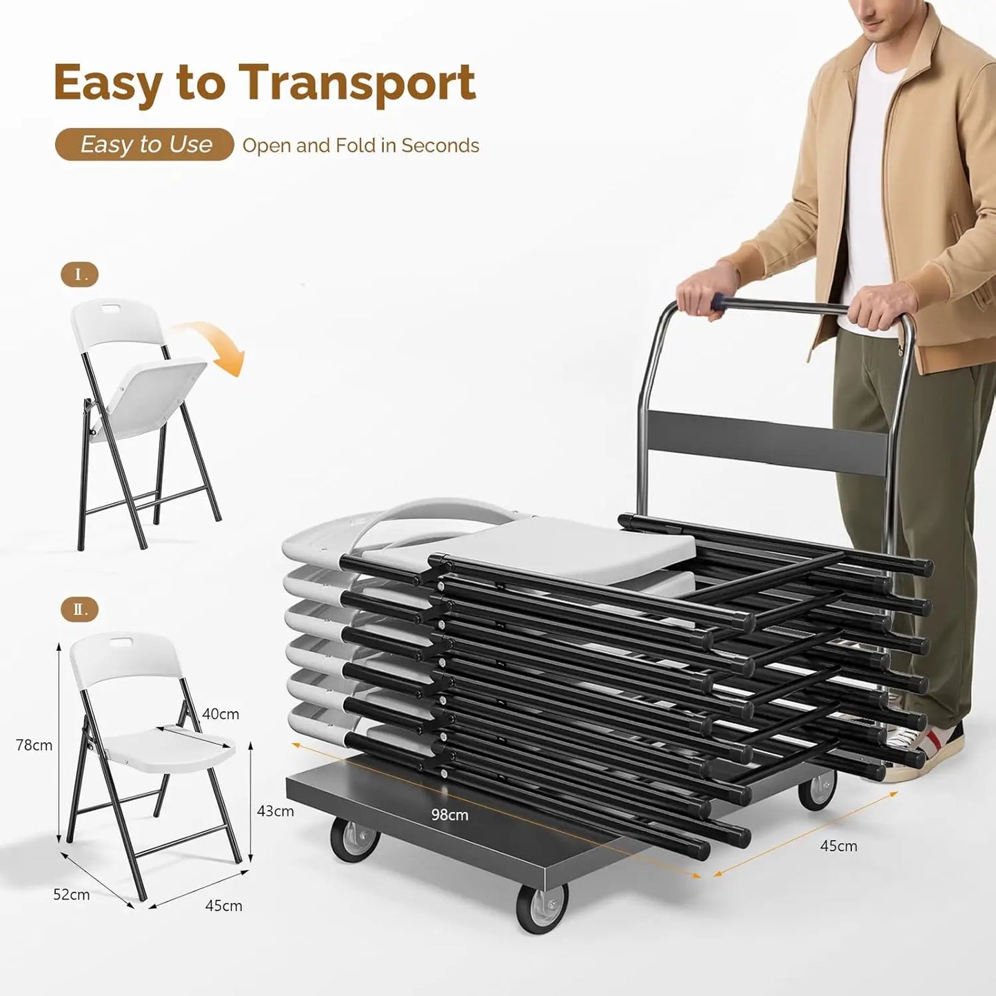 Plastic Folding Chairs With Steel Frame For Indoor Outdoor Use