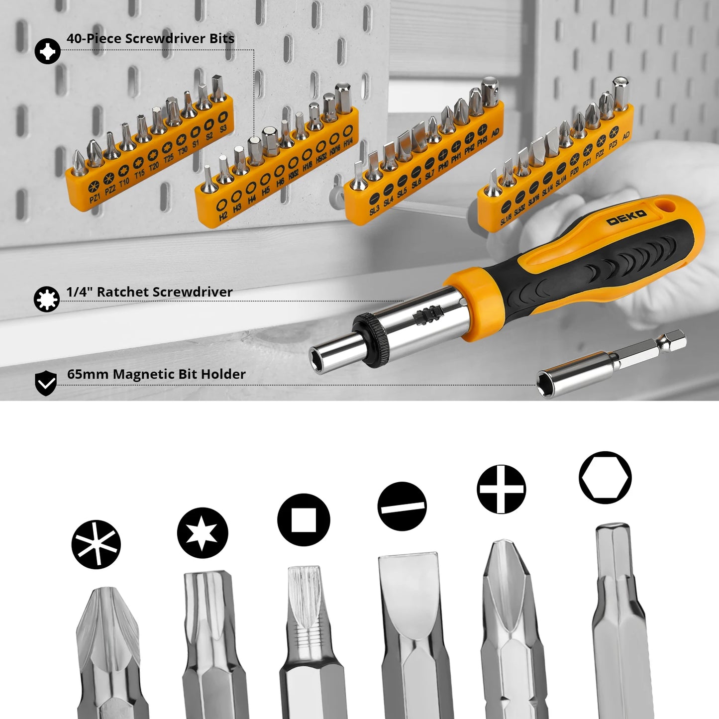 DEKOPRO 228-Piece Socket Wrench Auto Repair Tool Set With Case