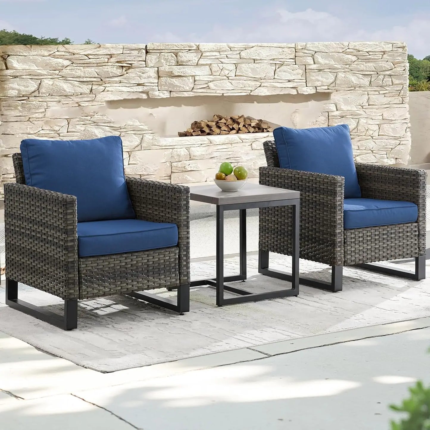 Wicker Outdoor Patio Chairs Set Rattan Bistro Furniture