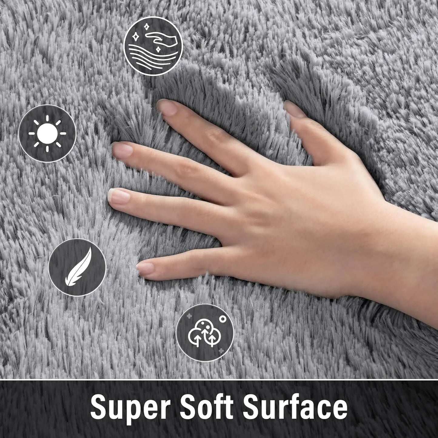 Soft Modern Indoor Shaggy Rug Non Slip Plush Area Carpet For Living Room
