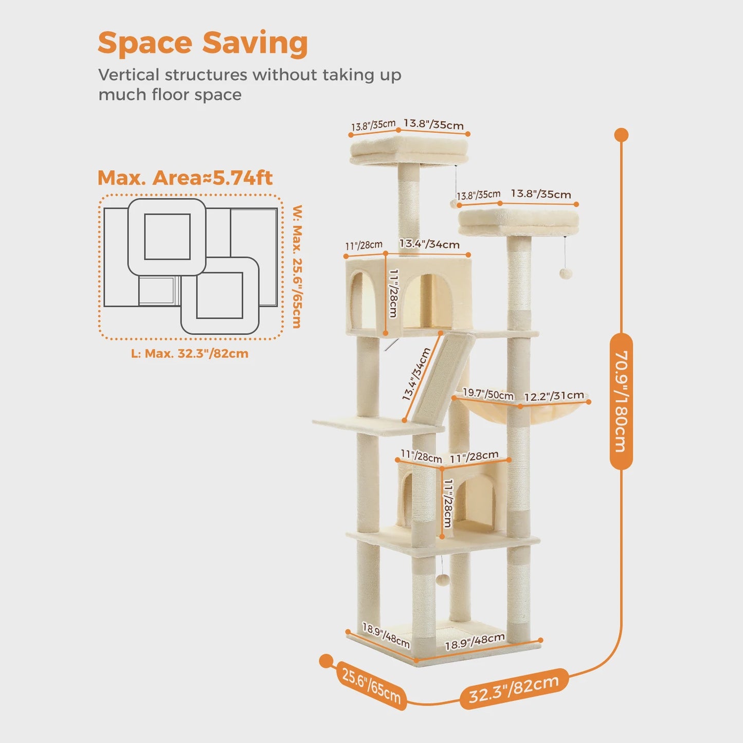 PAWZ Road Cat Tree Tower For Indoor Cats Multi Level