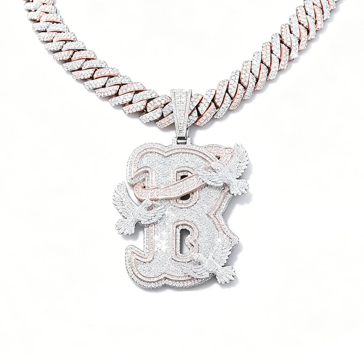 Lyee Cyee Letter B Peace Dove Zircon Pendant Necklace