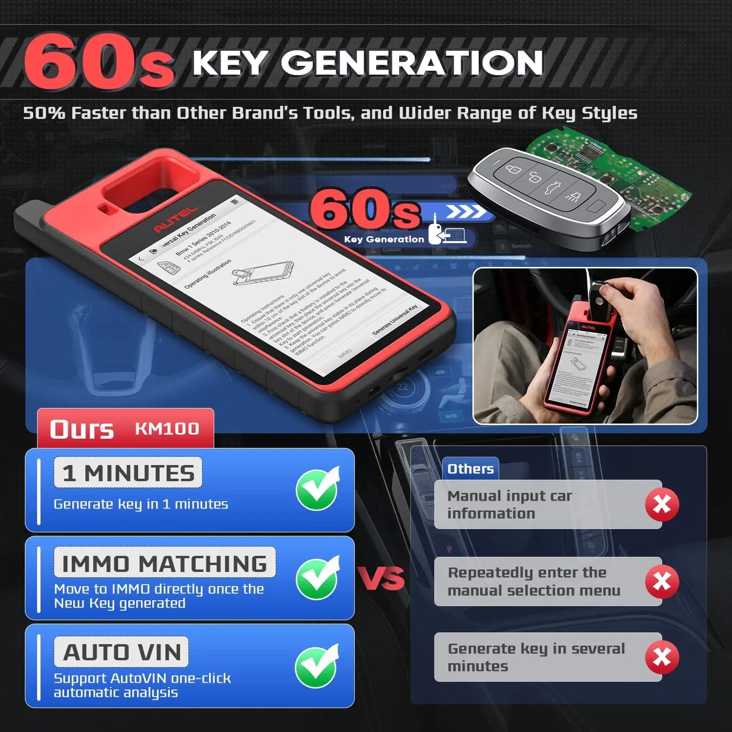 Autel MaxiIM KM100 Key Fob Programmer Immobilizer Tool