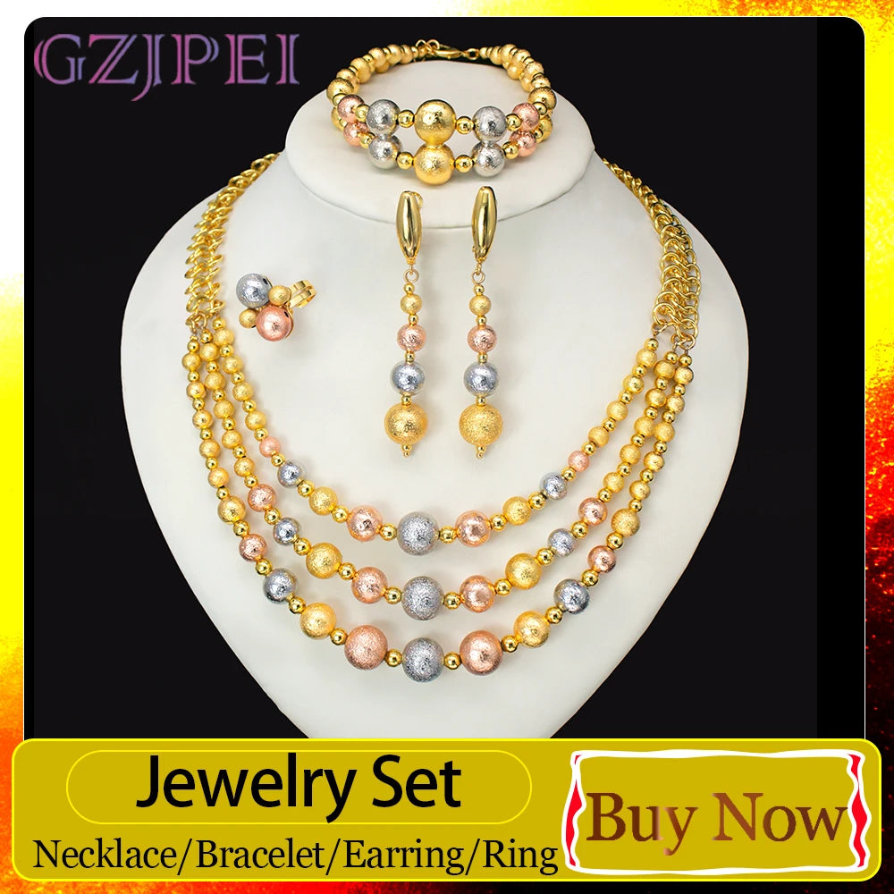 GZJPEI Fashion Jewelry Set For Women Multi Layer Beads