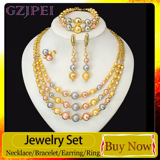 GZJPEI Fashion Jewelry Set For Women Multi Layer Beads