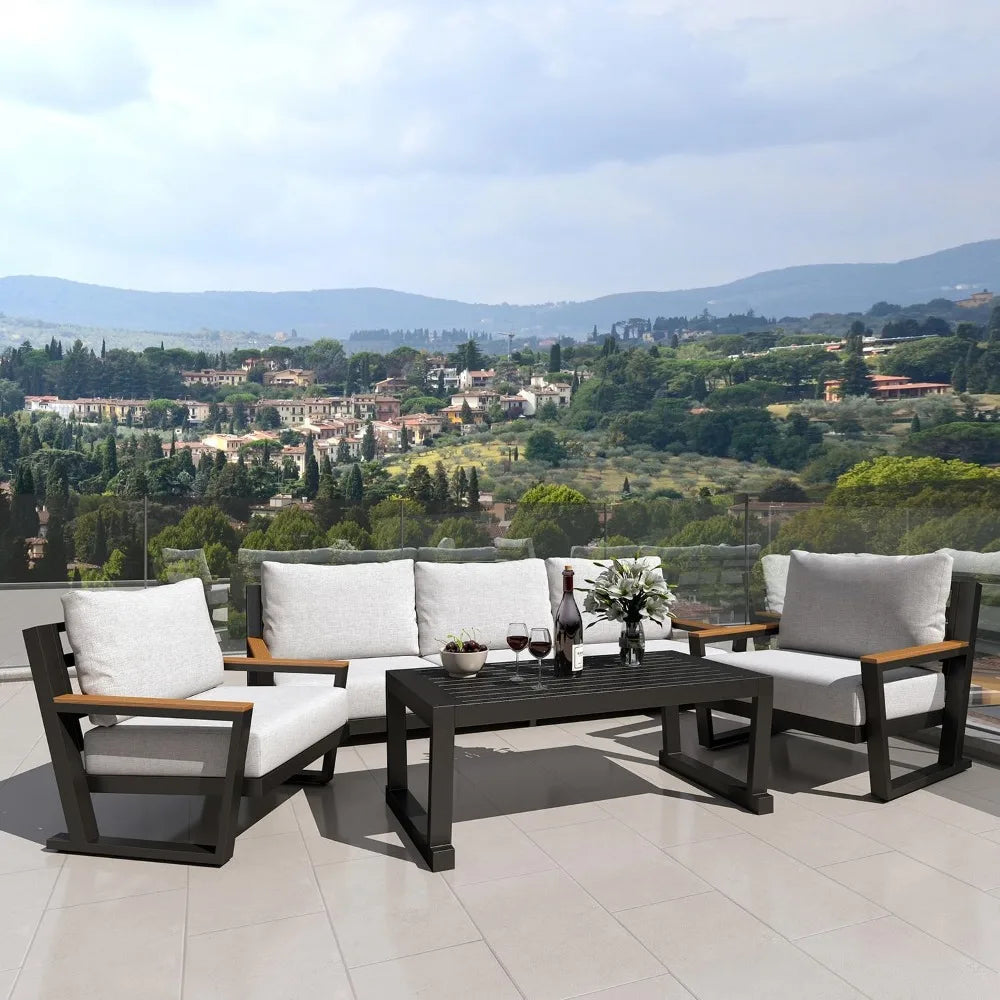 Aluminum Outdoor Patio Furniture Set With Table And 5 Seats