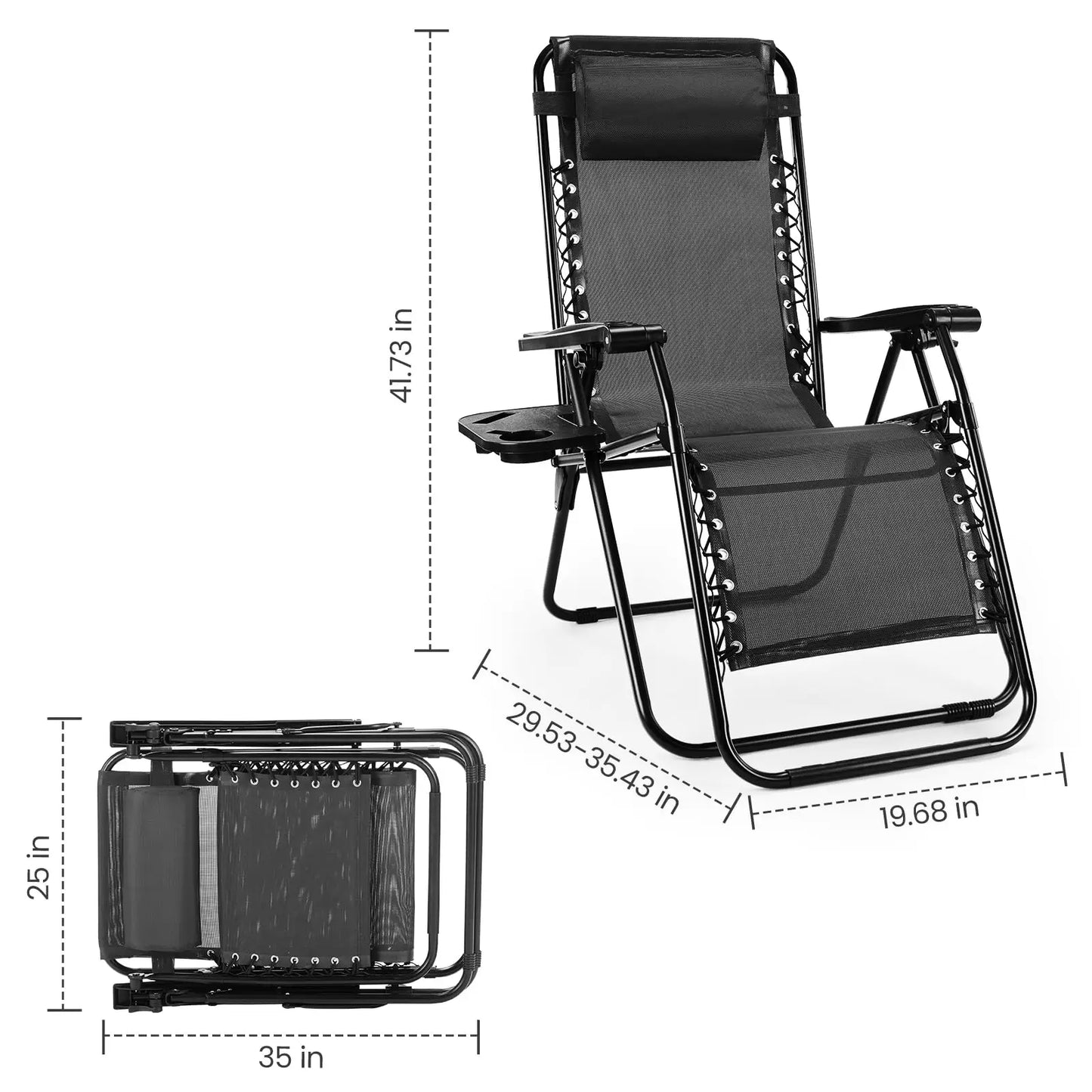JHK Zero Gravity Recliners Set With Cup Holders