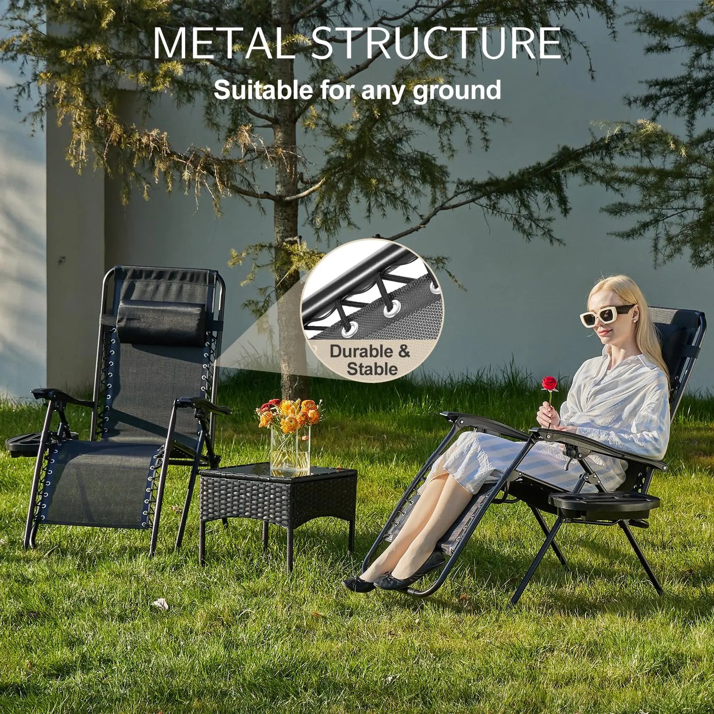 JHK Zero Gravity Recliners Set With Cup Holders