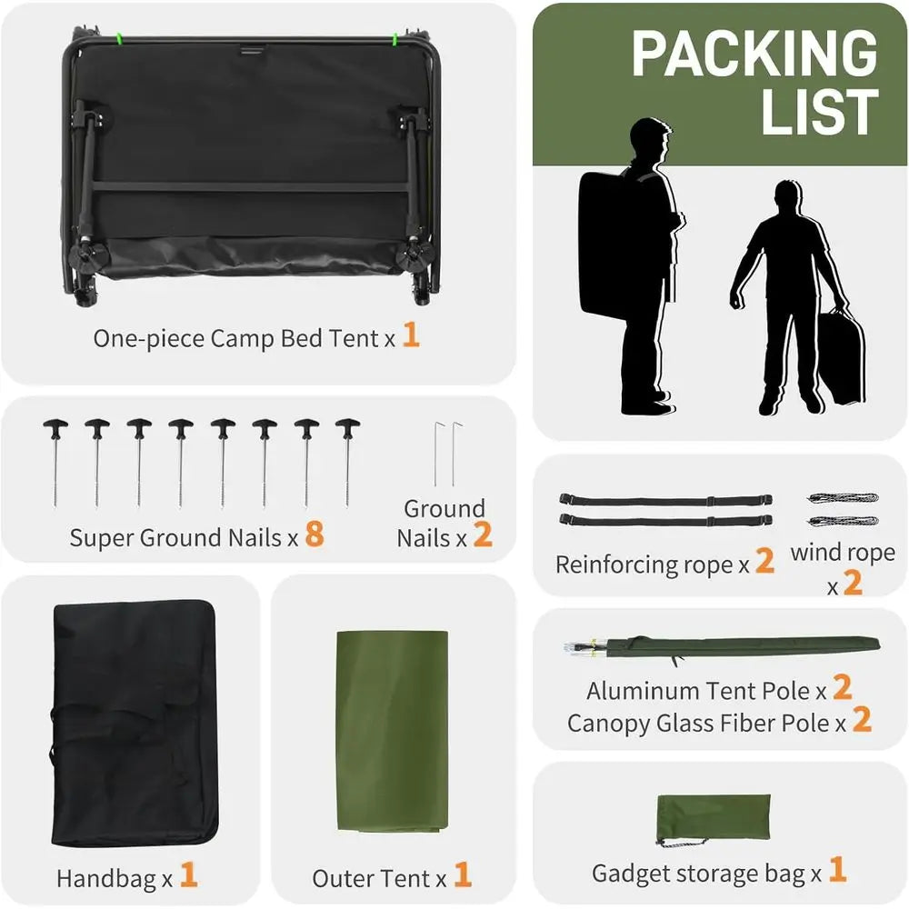Portable Outdoor Camping Cot With Elevated Bed Heavy Duty