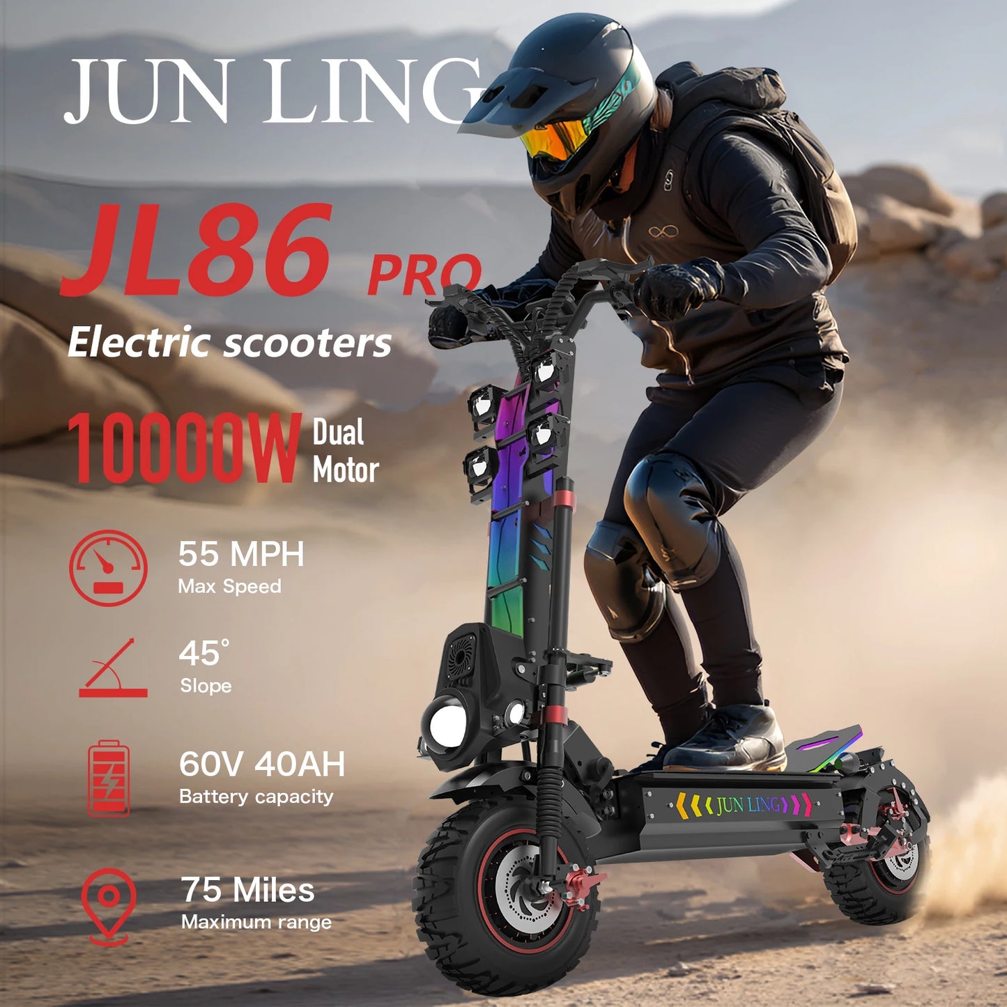 REDDYDY Offroad Electric Scooter 55 MPH 10000W Dual Motor