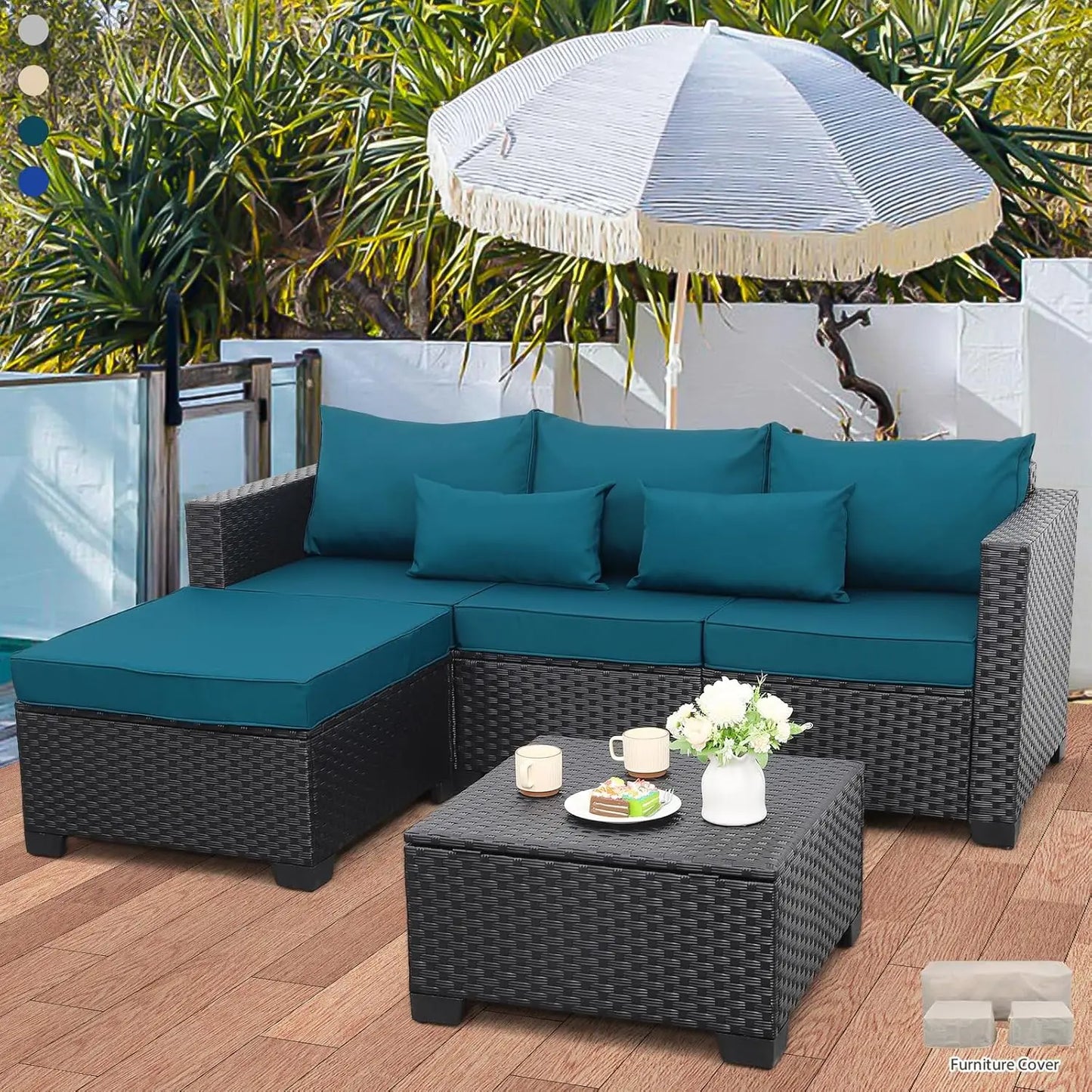 Guangbai 3 Piece Patio Furniture Set Outdoor Sectional Sofa