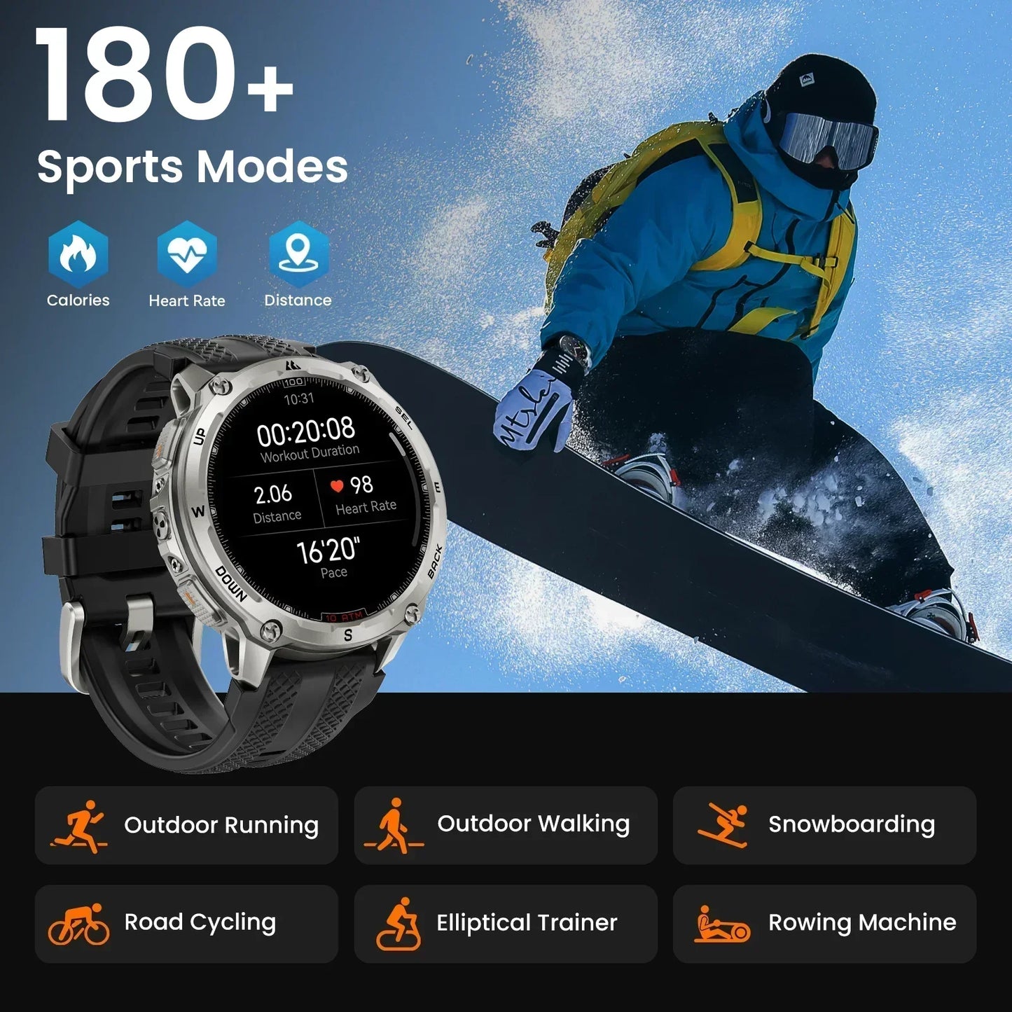 KOSPET Tank T4 Smart Watch For Men GPS HeartRate 10ATM