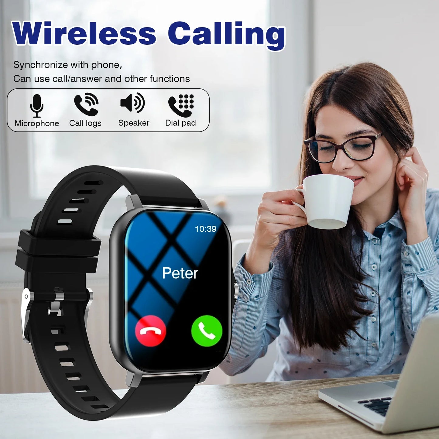 Odelettevcy Smartwatch With Calls Reminders Music Playback Multi Sport