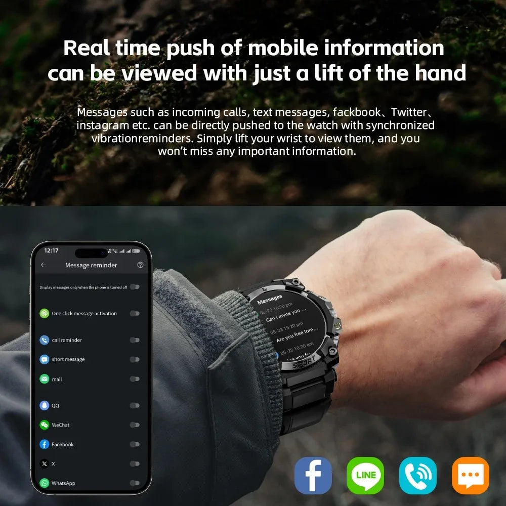 LOKMAT Rugged Smart Watch With Bluetooth Calls Fitness Tracker