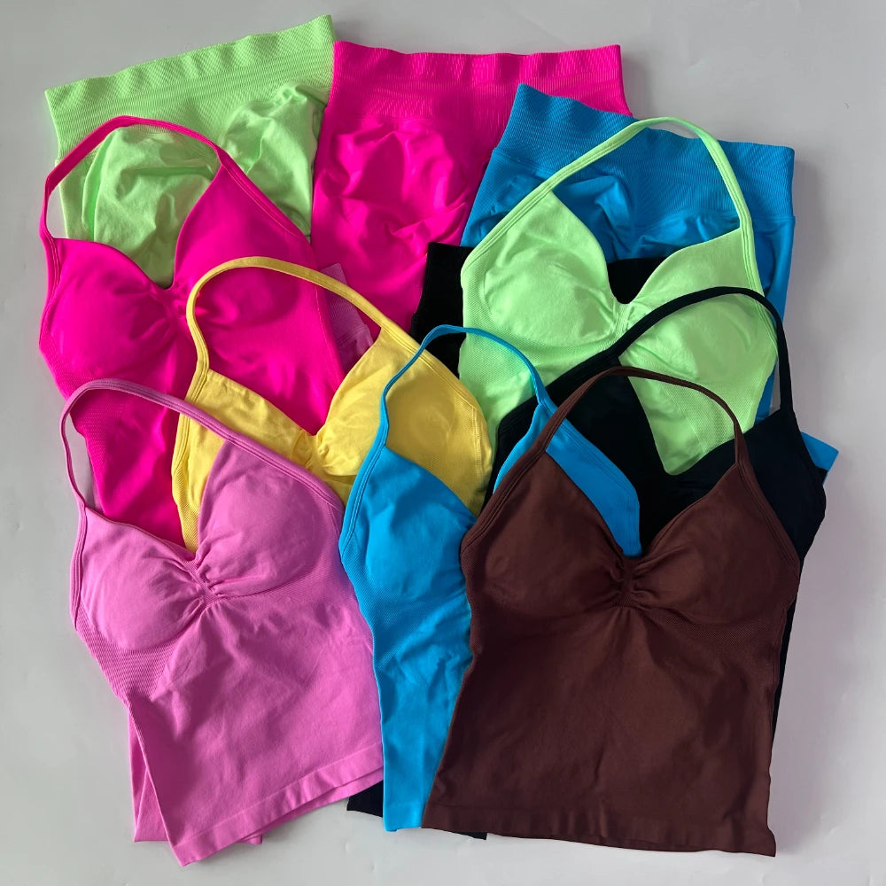 Seamless Gym Set For Women With Tank Top And High Waist Leggings