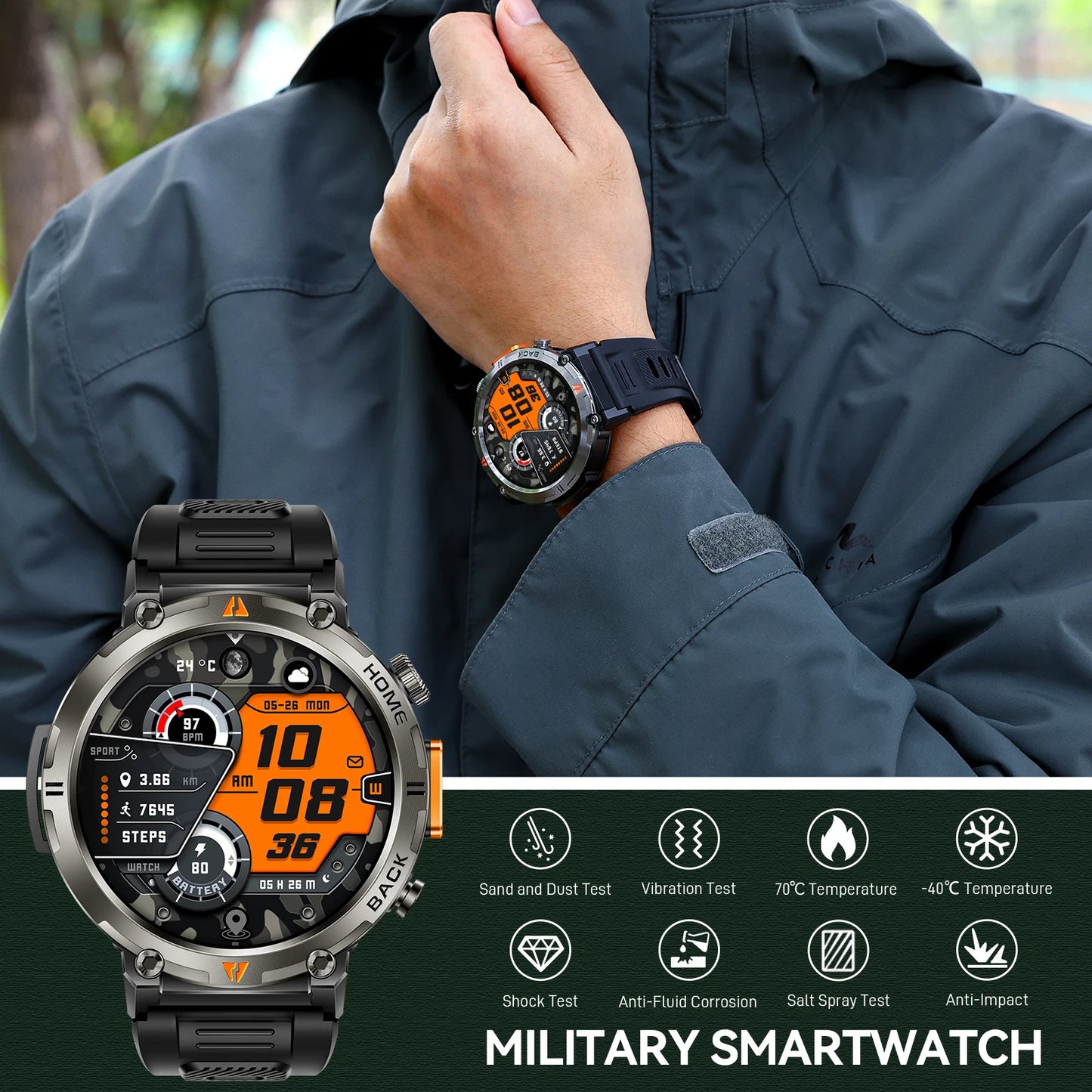 EIGIIS KE3 Bluetooth Call Smartwatch For Men Full Touch Health Monitor