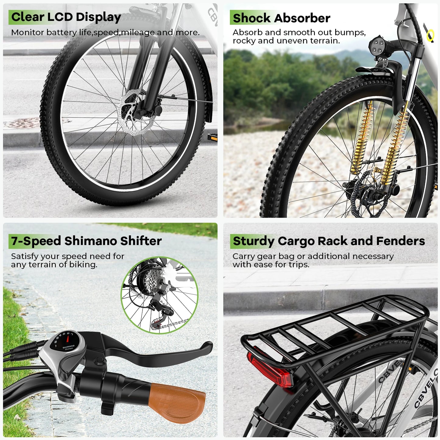 CYBERVELO EK2 Urban Commute Ebike 48V 1000W Peak Motor
