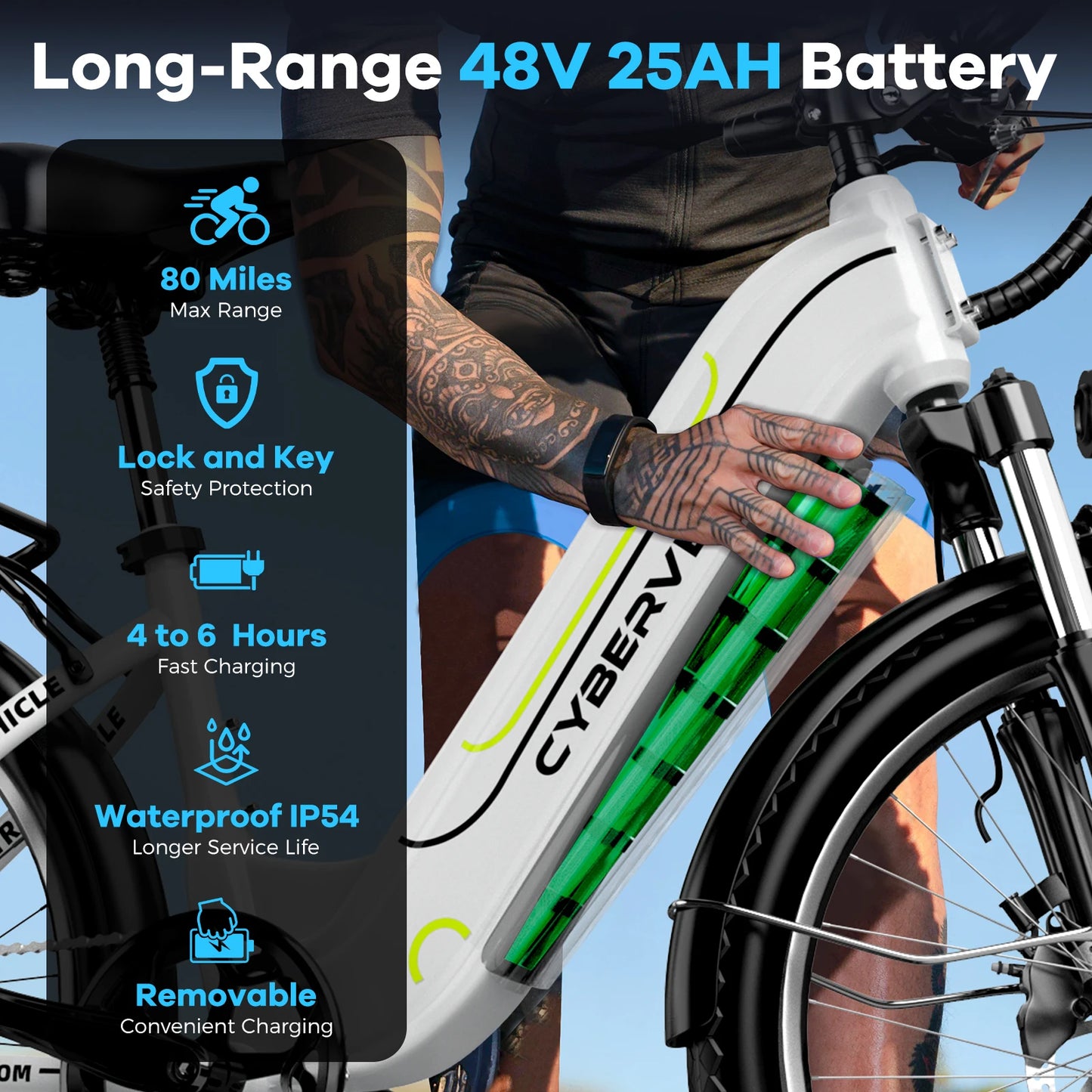Cybervelo EK7 Electric Bike 1000W Peak Motor Detachable Battery