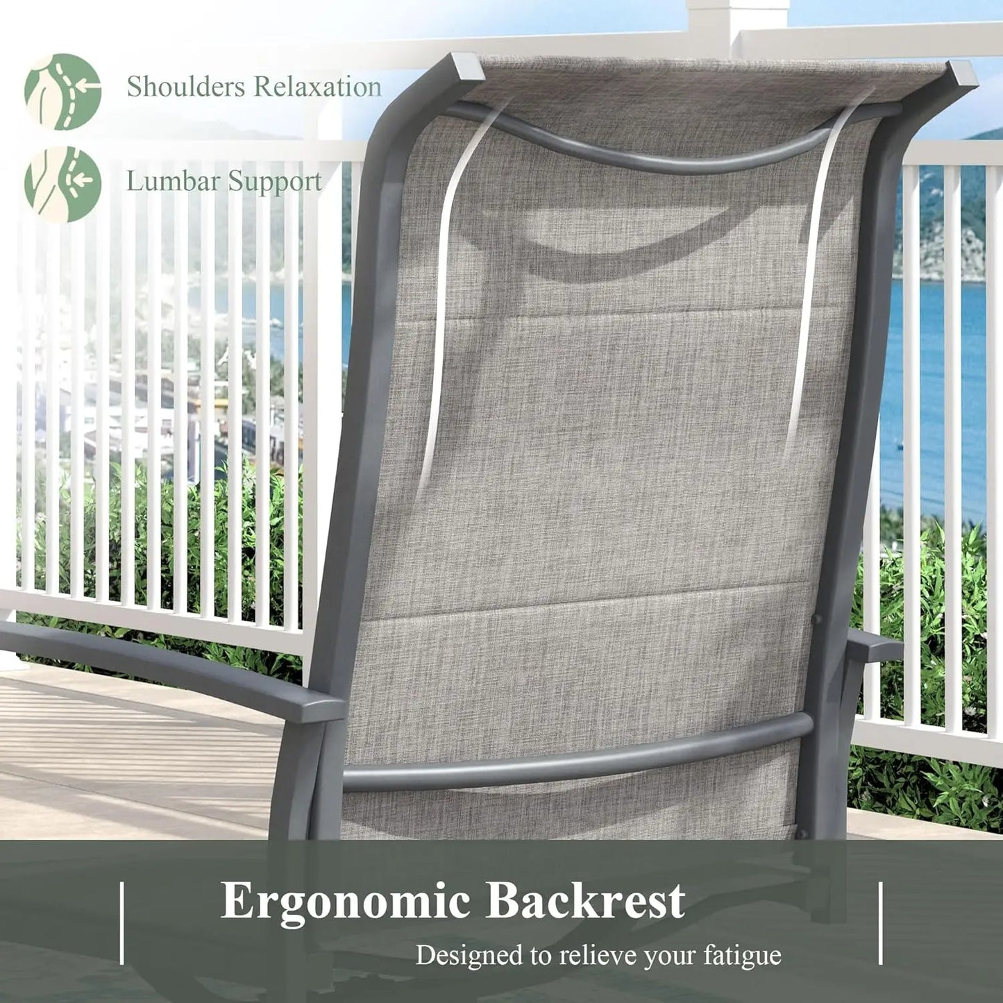 Outdoor Seven Piece Patio Dining Set With Textilene Swivel Chairs