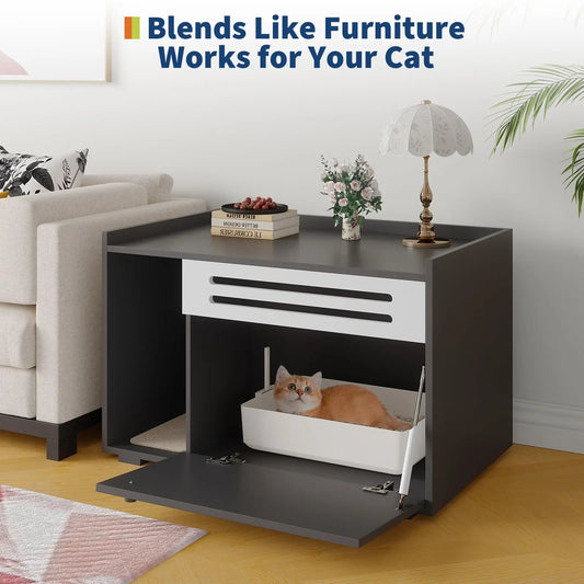 HiMISSCN 2 in 1 Cat House End Table Litter Cabinet