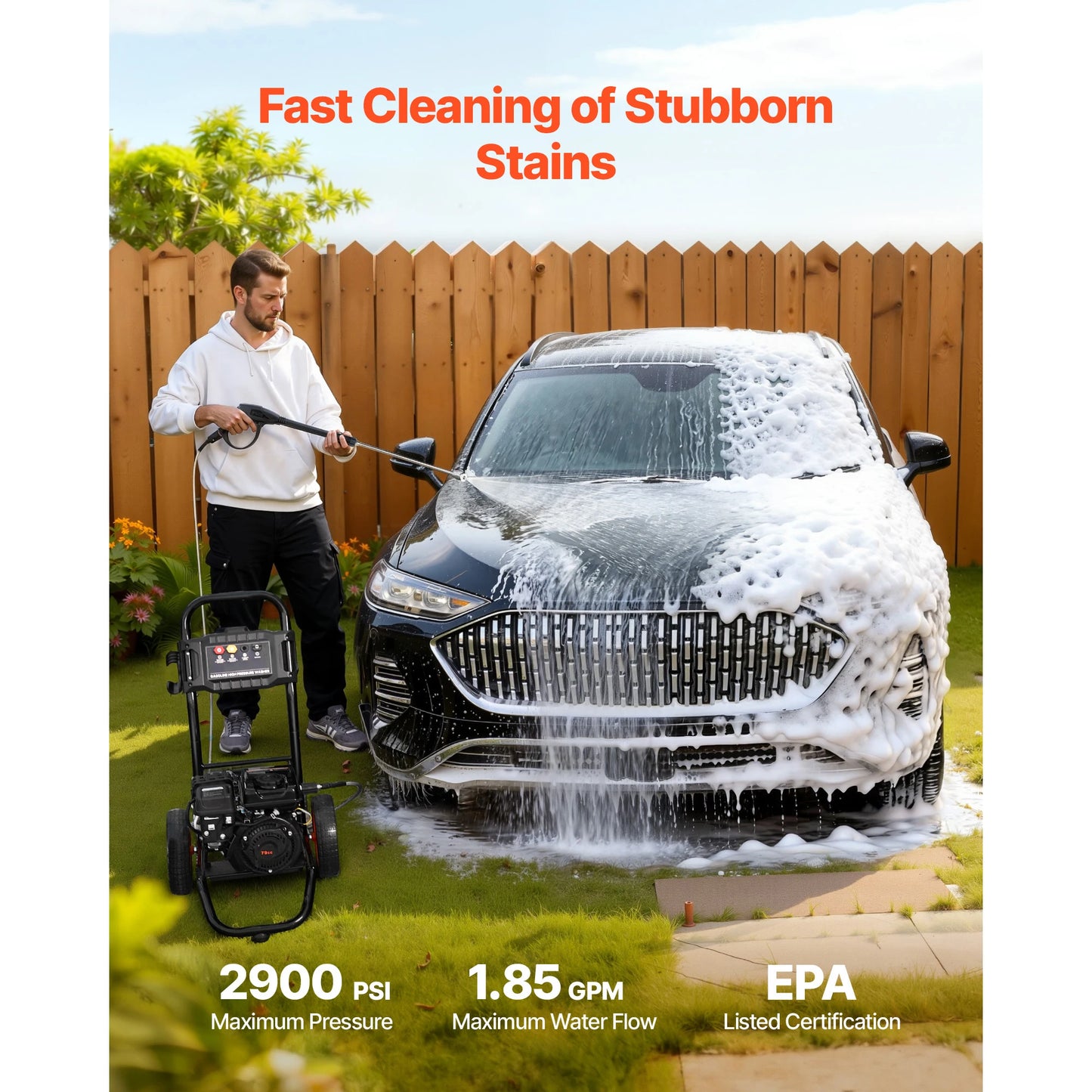 SucceBuy Gas Pressure Washer 2900 To 3600 PSI With GPM
